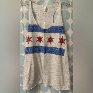 BELLA CHICAGO Flag ⭐️⭐️⭐️⭐️ Tank Top, Gray, Size M, NWOT